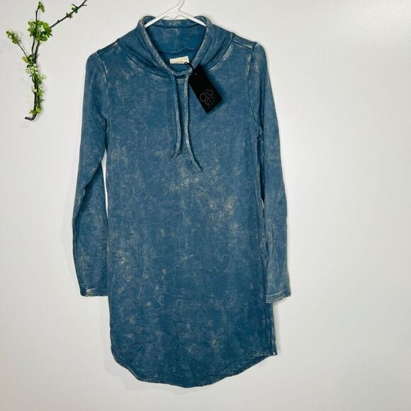Chaser Funnel Neck Shirttail Dress Denim Mineral Blue NWT! - Picture 4 of 11